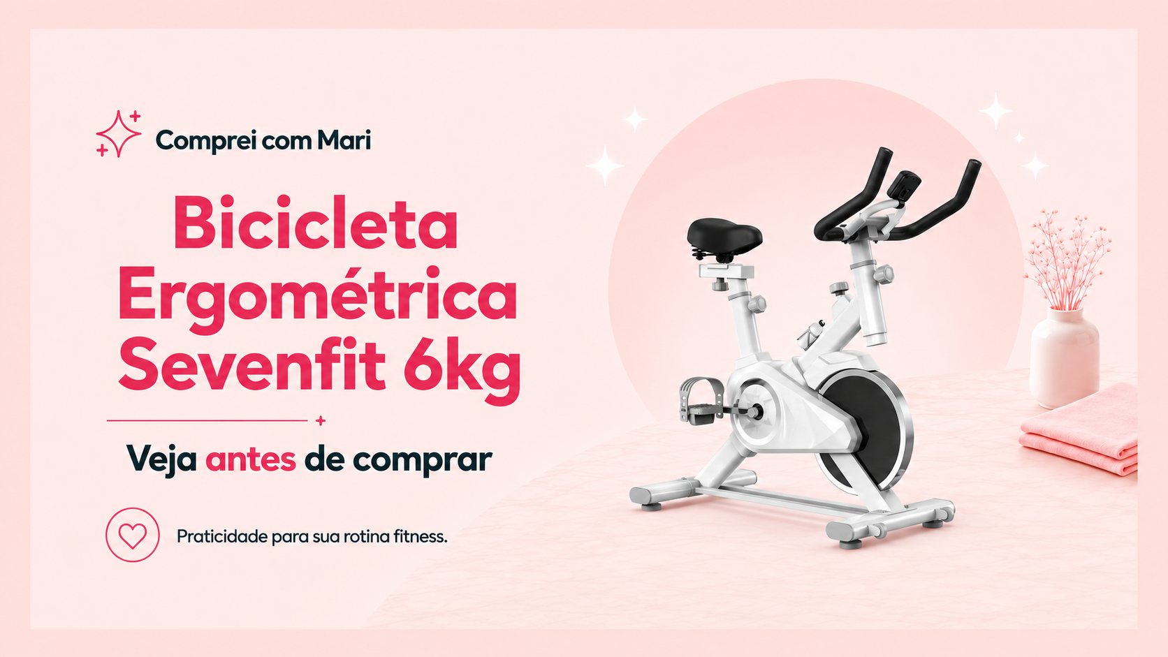Bicicleta Ergométrica Sevenfit branca 6kg de inércia para exercícios em casa