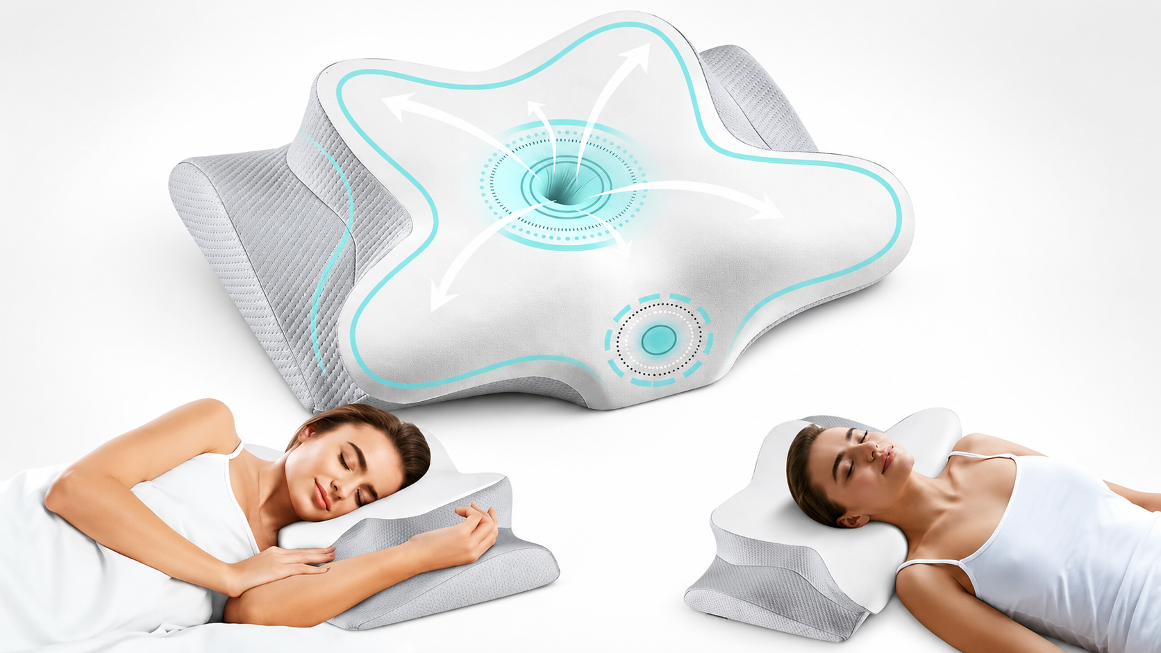 Travesseiro ergonômico cervical com espuma de memória para apoio do pescoço